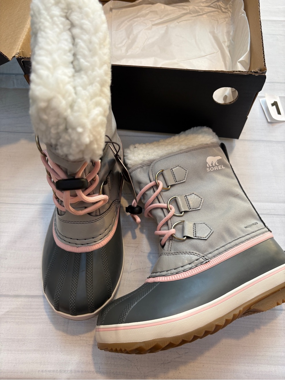 Sorel Kids Grey and Pink Insulated Winter Boots